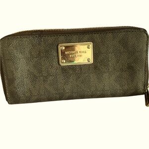Michael Kors Charcoal Wallet with Gold Accents